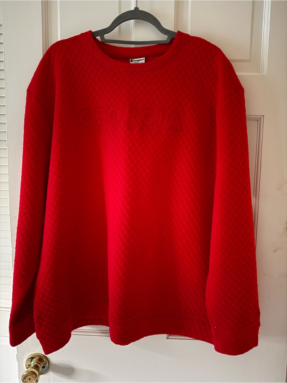 Champion Women’s Georgia Bulldogs Bright Red Quilted Crewneck Sweatshirt